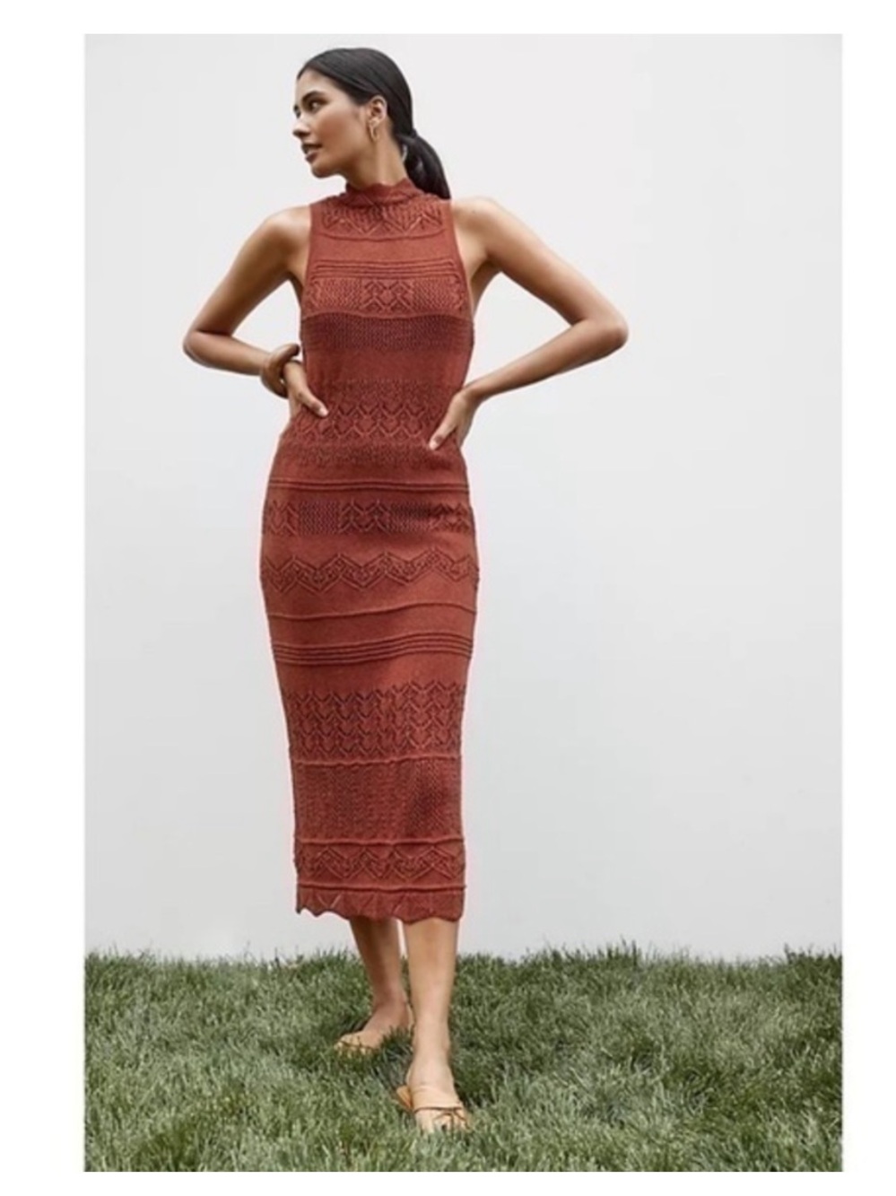 Anthropologie Crochet Maxi Dress in Rust | Terra Cotta Orange
